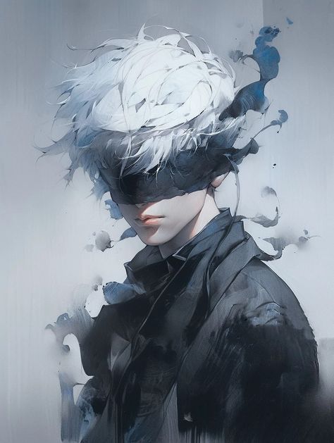 Blindfolded Man Art, Blind Anime Character, Fantasy Blindfold, Blindfold Anime Guy, Blindfolded Character Art, Blindfolded Art, Anime Blindfold, Blindfold Art, Blind Art