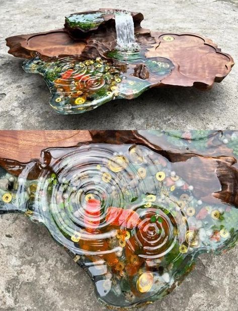 epoxy resin and wood art epoxy resin art clock epoxy resin art furniture Butterfly In Resin Art, Resin Table Ideas, Resin And Wood Diy, Mini Store, Wood Centerpieces, Bonsai Styles, Epoxy Resin Table, Resin Furniture, Epoxy Resin Art