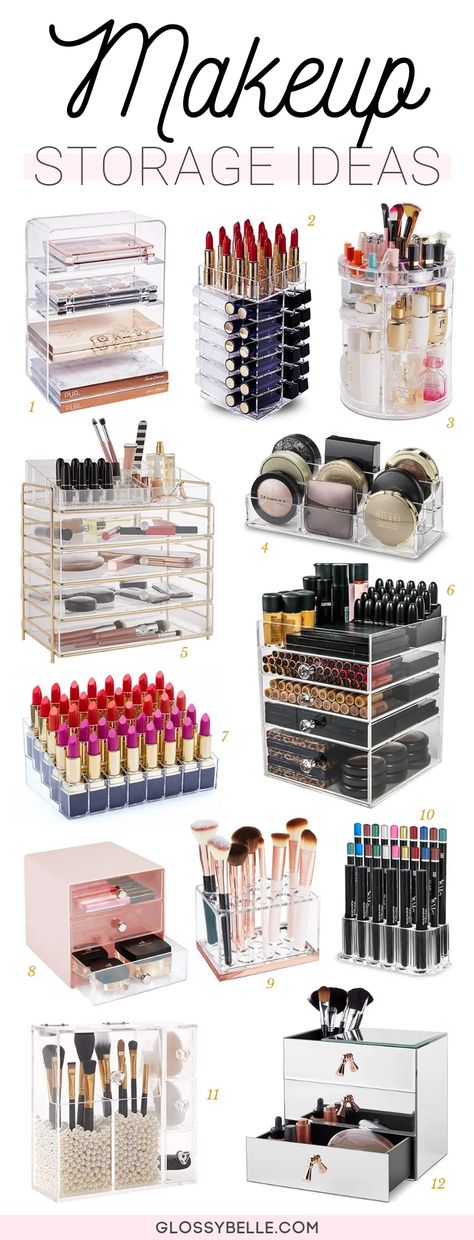 Makeup Display Ideas Retail, Make Up Organizing, Teenage Lifestyle, Makeup Storage Ideas, Makeup Organizing, Troom Troom, Clear Acrylic Makeup Organizer, Organization Vanity, Storage Vanity