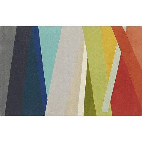 <span class="copyHeader">full spectrum.</span> Graphic. Chromatic. Prismatic. Graduating from cool to warm, bold hues angle a modern colorscape of overlapping, refractive rays. Saturated tones of grey, blue, green, yellow and orange step super-plush in a hand-tufted blend of New Zealand and Indian wool.<br /><br />How will it look in your room? 12"x12" rug samples are available in <a href="/stores/">stores</a> for a fee refundable upon return of the sample.<br /><br /><NEWTAG/><ul><li>Hand-t... Stripe Rug, Dhurrie Rugs, Jute Area Rugs, 9x12 Rug, Striped Rug, Patterned Carpet, Carpet Design, Vintage Area Rugs, Carpet Runner