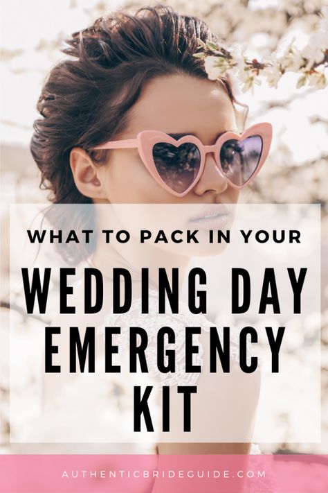 What to pack in wedding day bag - AuthenticBrideGuide.com Wedding Essentials Checklist, Emergency Kit Essentials, Bridal Essentials, Wedding Day Emergency Kit, Wedding Budget Template, Wedding Checklist Budget, Wedding Emergency Kit, Wedding Budget Breakdown, Wedding Hacks