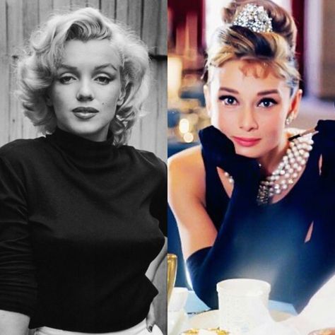 Audrey And Marilyn, Hollywood Divas, American Dream, Audrey Hepburn, Marilyn Monroe, Diva, Hollywood, Actresses, Film