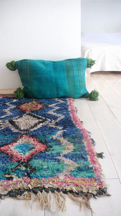 Interior Boho, Deco Boheme, Moroccan Pillows, Bohemian Home, Wool Pillows, Rag Rug, On The Floor, Vintage Moroccan, Bohemian Decor