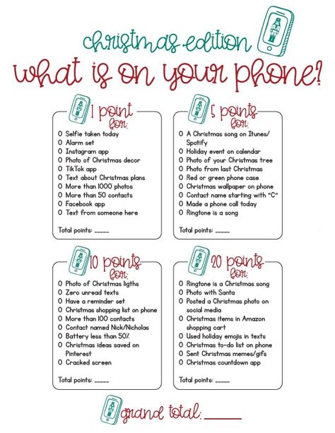 What's On Your Phone Christmas Game Free, Christmas Cell Phone Game, Whats In Your Phone Game Printable Free, Whats On Your Phone Game Free Printable, Christmas Game Printables Free, Whats On Your Phone Game, Hope Squad, Whats On Your Phone, Free Christmas Games