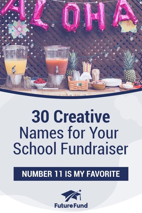 If you’re having a tough time coming up with names for your fundraiser, read on! From puns to clever names, we’ve got you covered at Future Fund! Fundraiser Themes, Fundraiser Food, Football Fundraiser, Creative Fundraising, Unique Fundraisers, Fundraiser Party, Fun Fundraisers, Art Fundraiser, School Fundraising