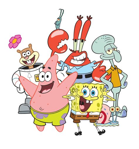 Spongebob With Friends, All Spongebob Characters, 5 Friends Pictures, Adventures Friends, Shoe Customs, Spongebob Stickers, Spongebob Aesthetic, Spongebob Funny Pictures, Cartoon Friends