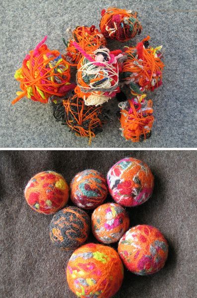 Felted Wool Balls, Tovad Ull, Felted Balls, Felt Wool Ball, Felt Beads, Wool Dryer Balls, Needle Felting Projects, Felt Jewelry, Wool Projects