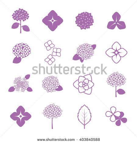 Hydrangea flower icon set Hydrangea Logo Design, Hydrangea Illustration, Ma Logo, Hydrangea Design, Hydrangea Pattern, French Hydrangea, Flower Hydrangea, Flower Icon, Icon Sets