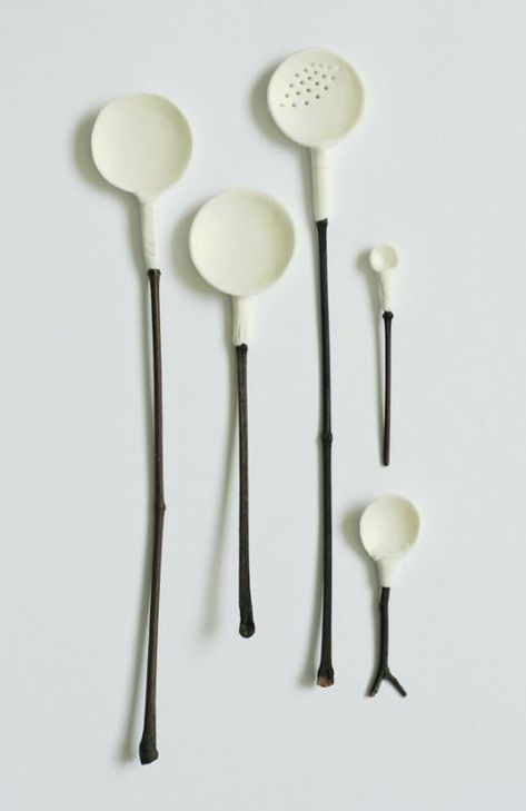 how cute are these little twiggy spoons!?! | The Lone Arranger | Bloglovin’ Modern Utensils, Clay Spoons, Fermentation Crock, Spoon Theory, Ceramic Cutlery, Love Spoons, Spoon Collection, Dining Ware, Subtle Luxury