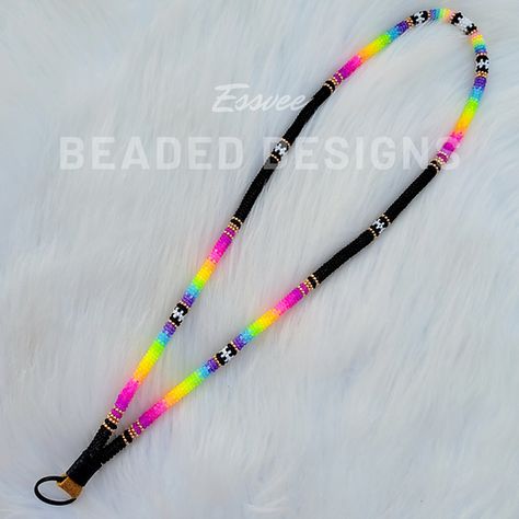 Native Beaded jewelry | Essvee Beaded Designs 2/3 Native Necklace Beaded, Native Beadwork Tutorial, Neon Beaded Lanyard, Native Beaded Lanyards, Seed Bead Lanyard Patterns, Seed Bead Keychain Pattern, Free Native Beading Patterns, Beaded Rope Tutorial, Beaded Lanyard Patterns