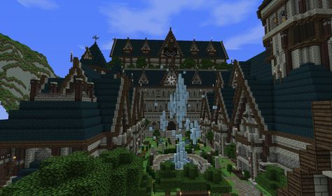 Magic Academy Minecraft Project Minecraft Academy Build, Minecraft Academy, Minecraft School Ideas, Magical Minecraft, Minecraft Magic, Minecraft School, Minecraft Decor, Fantasy City Map, Magic Academy