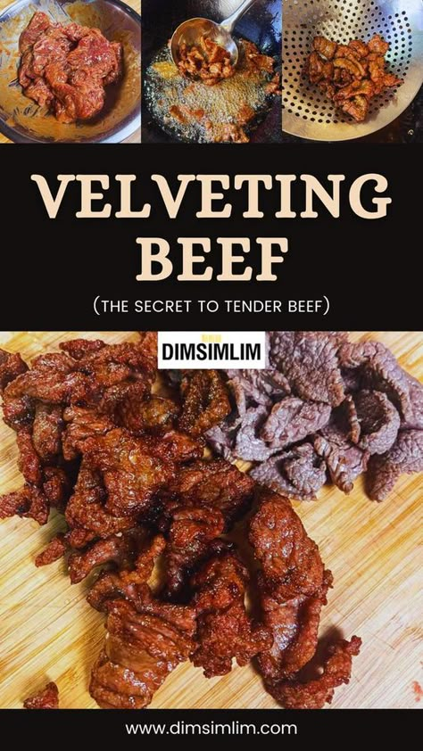 Tenderize Beef With Baking Soda, Velvet Beef Stir Fry, Velvet Meat With Baking Soda, Velveting Meat Chinese, Baking Soda Meat Tenderizer, How To Velvet Beef For Stir Fry, Tender Beef Recipes, Velveting Beef With Baking Soda, How To Make Beef Tender