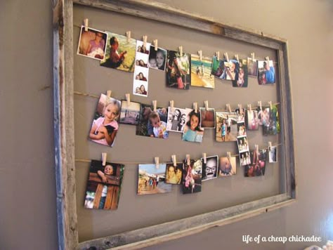 Source: sundiandmike.blogspot.com 4. Hanging On Strings In A Frame If simply hanging your photos from a string on the wall seems too “unfinished” for you, try suspending the string from a frame, then clip the photos to the string. This creates more of a traditional look that might appeal more to you, but it’s still anContinue Reading... Hanging Pictures On The Wall, Decorate House, Pictures On String, Photo Frame Ornaments, Instagram Photo Frame, Salou, Ornament Frame, Diy Picture, Hanging Photos