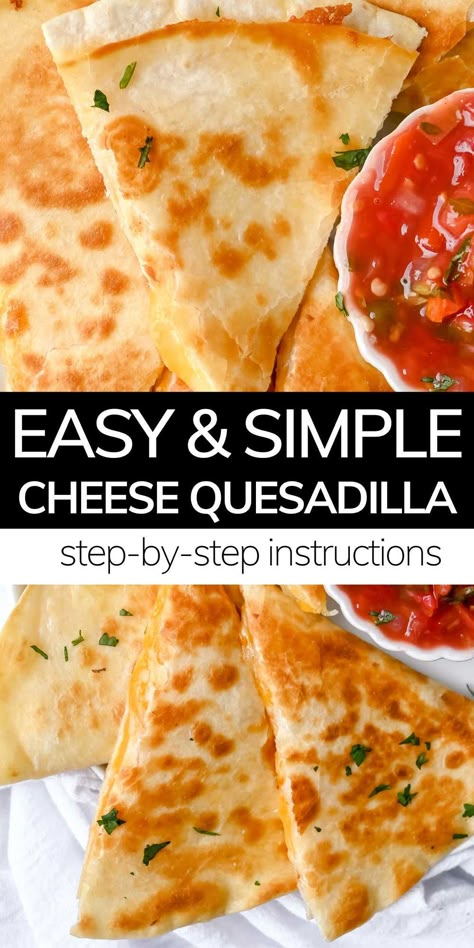 Pan Fried Quesadilla, One Pan Quesadilla Recipes, Mexican Cheese Quesadilla, Cheesy Quesadilla Recipes, How To Make Casadillas, Ham And Cheese Quesadilla Recipes, Keto Cheese Quesadilla, Garlic Cheese Quesadilla, Air Fried Quesadilla