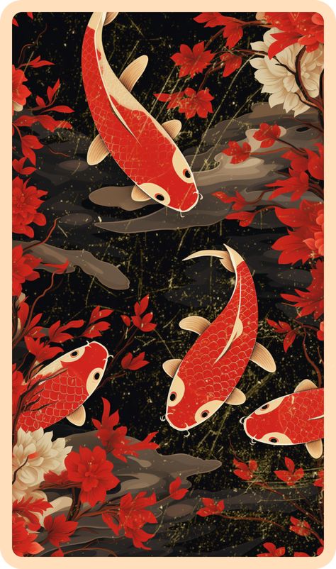 🎏 Dive into the enchanting world of Japanese aesthetics with our Tarot card cover featuring striking red koi fish set against a mysterious dark background! 🌌 This exquisite design merges Tarot mystique with the tranquility of Japanese tradition. Invite fortune, serenity, and elegance into your Tarot readings. 🌟 #TarotCards #JapaneseTheme #KoiFish #TarotDeck #JapaneseArt #Fortune #Serenity #Elegance #TarotArt #Gravure 🌌🎋🎏 Red Koi Fish Aesthetic, Traditional Japanese Aesthetic Red, Japanese Traditional Background, Japanese Tarot Cards, Red Japanese Aesthetic, Koi Fish Background, Red Koi Fish, Deck Of Many Things, Fish Background