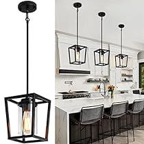 Farmhouse Island Lighting, Light Over Sink, Black Pendant Light Kitchen, Square Pendant Lighting, Dinning Room Lighting, Pendant Light Kitchen, Kitchen Island Lighting Modern, Lights For Kitchen, Lighting Fixtures Kitchen Island