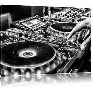 Modern Illuminated DJ Console in Monochrome Wall Art on Canvas East Urban Home Size: 60cm H x 80cm W  - Size: 60cm H x 80cm W Turntables Art, Dj Pult, Monochrome Wall Art, Monochrome Wall, Wassily Kandinsky Paintings, Lake Wall Art, Glass Pictures, Feature Wall, Picture Wall