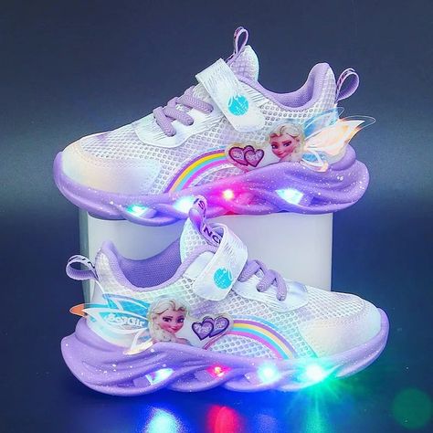 Birthday Presents For Girls, Light Girls, Light Up Sneakers, Spring Girl, Light Up Shoes, Toddler Girl Shoes, Princess Shoes, Purple Shoes, Purple Leather