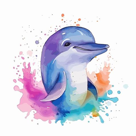 Dolphin Watercolor, Sea Creatures Art, Paintings Tutorials, Watercolor Paintings Tutorials, Alcohol Inks, Watercolor Paint, Water Colour, Paint Shop, Watercolor Animals