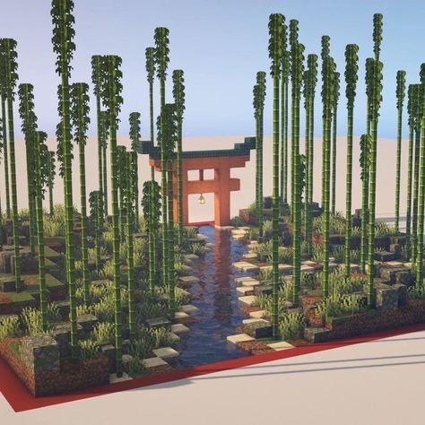 Japanese Style Farm Minecraft, Minecraft Japanese Garden Ideas, Minecraft Japanese Path, Minecraft Bamboo Forest, Minecraft Zen Garden Ideas, Panda Sanctuary Minecraft, Japanese Garden Minecraft, Japanese Bridge Minecraft, Zen Garden Minecraft