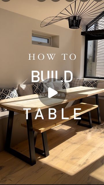 Charlotte & Bobby - DIY & Interiors on Instagram: "Chatting through and sharing a step by step guide to achieve a scaffold board table and bench today. It’s one of our most asked questions so hoping this will help. Give me a shout if you have any other questions and save for later if you have your own project planned! Also my first EVER voiceover reel. Why do I hate my voice so much?! Anyone else hate the sound of their own voice?! 😂 Happy Wednesday 🤍 *contains previously declared ads #diyhome #diyproject #diytable #diybench #diydiningtable #scaffoldboardfurniture #scaffoldboardtable #buildyourownhome #diningarea #diningroom #diningroominspo #scandifurniture #industrialmodern Dining table | DIY table | DIY project | bench seating" Scaffold Dining Table, Diy Folding Dining Table, Diy Dining Table Bench, Scaffold Board Table, Scaffold Table, Dining Table Diy, Dining Table Bench Seat, Diy Bench Seat, Bar Bench