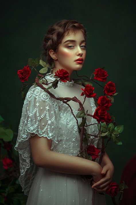 Roses on Behance Adobe Bridge, Mother Earth Art, Art Photography Portrait, Fine Art Portraiture, Photography Themes, Fairytale Photography, Portrait Photography Women, Creative Photography Techniques, Digital Portrait Art