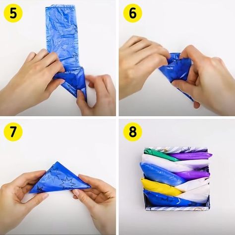 Sooner or later, every adult acquires a plastic bag that they use as storage for other plastic bags. But the bag becomes huge pretty quickly, ends up not fitting in the drawer it’s kept in, and becomes the reason for a huge mess. 5-Minute Crafts would like to show you how to fold plastic bags and store them in an organized way. And, in the bonus section, we’ll tell you how to fold and store reusable grocery bags. Store Reusable Grocery Bags, Fold Plastic Grocery Bags, Fold Plastic Bags, Plastic Grocery Bags, How To Fold, Grocery Bags, Reusable Grocery Bags, Plastic Bags, Diy Organization