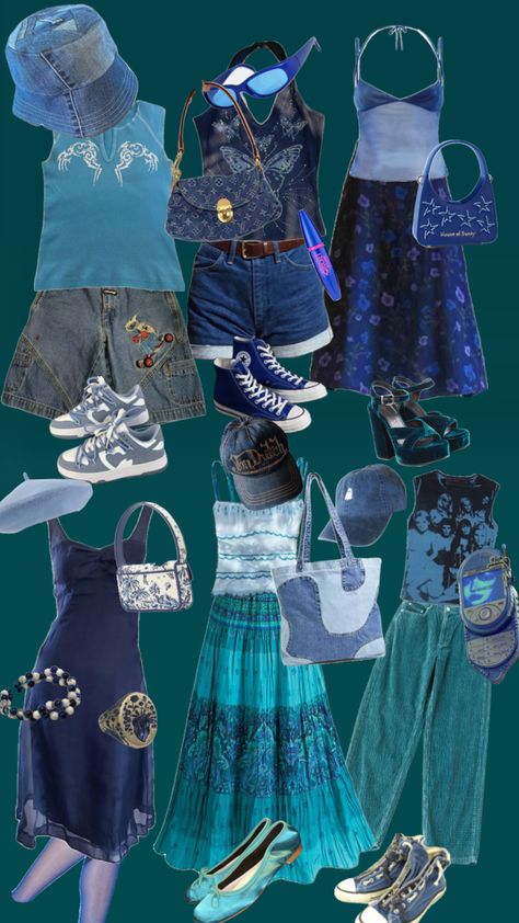 #outfits #fashion #clothes #clothing #blue #bluefashion Blue Boho Outfit, Crowcore Outfit, Hippie Summer Outfits, Goblin Core Outfit, Bday Picnic, Shuffles Outfits, Childhood Food, Core Clothes, Descendants Oc