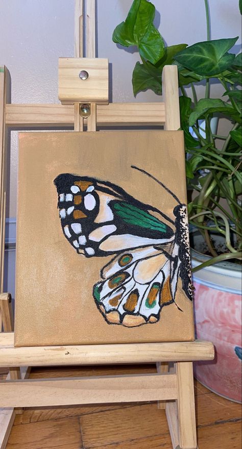 Burlap Painting Canvases, Painting Collage Canvases, Painting Idea Aesthetic, Canvas Painting Butterfly, Cute Dorm Room Ideas, Cool Butterfly, Diy Dorm, Cute Dorm, Painting Butterfly