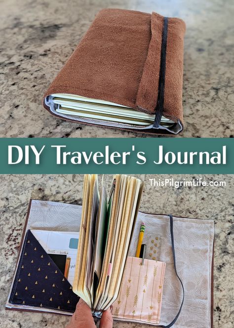 How To Sew A Journal, Diy Fauxdori Cover, Diy Journal Accessories, Travellers Notebook Cover Diy, Diy Notebook Making, Diy Travel Journal How To Make, Journal Pouch Diy, How To Make A Journal Diy, Travelers Journal Diy