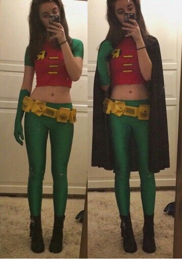 Robin Female Costume, Robin Cosplay Dc, Robin Halloween Costume Women, Robin Cosplay Teen Titans, Duo Halloween Costumes Sisters, Dc Costumes Female, Robin Teen Titans Costume, Female Robin Costume, Robin Costume Women