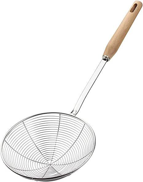 Spider Strainer, Skimmer Spoons, 6.1 Inch Spider Strainer Skimmer Ladle for Cooking and Frying, Cooking Utensils Strainer Spoon with Wooden Handle, Wire Spider Strainer Slotted Spoon for Kitchen Wire Spider, Pasta Spaghetti, Slotted Spoon, Slotted Spoons, Premium Food, Spaghetti Pasta, Hot Oil, Dessert Spoons, Coffee Spoon