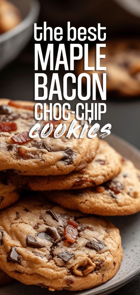 Chocolate Chip And Bacon Cookies, Chocolate Chip Bacon Cookies, Maple Bacon Chocolate Chip Cookies, Maple Bacon Cookies Recipes, Bacon Cookies Recipes, Bacon Maple Cookies, Bacon Dessert Recipes, Maple Bacon Cookies, Fairy Recipes