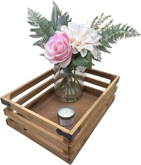 Amazon.com: Admired By Nature 1 unit 12"L Rustic Small Wooden Crate, Gift Basket, Decorative Tray, Storage Organizer, Farmhouse Style Decor, Wood Storage Crates Container, Decorative Display Trays For Home Décor : Home & Kitchen Crate Basket, Small Wooden Crates, Tray For Coffee Table, Storage Crates, Tray Basket, Gift Tray, Tray Storage, Kitchen Tray, Basket And Crate