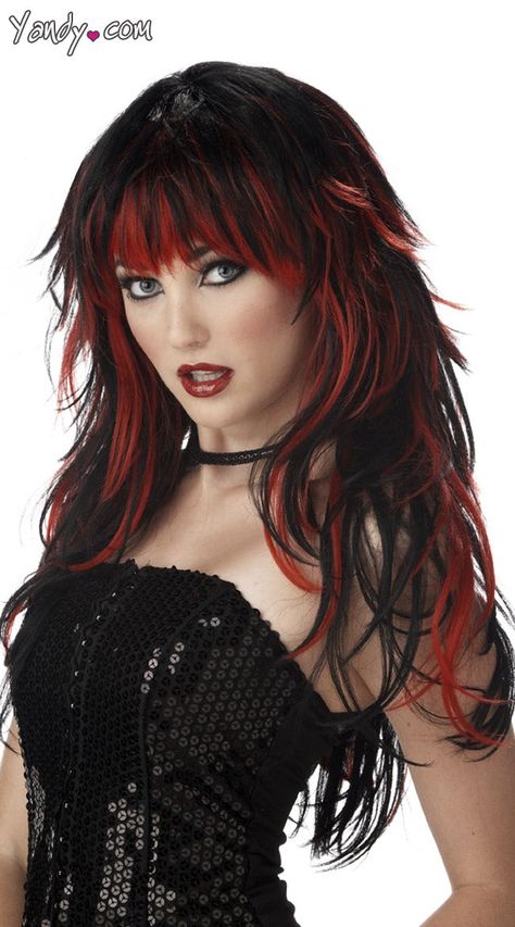 Cheveux Courts Funky, Gothic Hairstyles, Halloween Wigs, Red Wigs, Girl Haircuts, Black Wig, Halloween Hair, Wigs Online, Costume Wigs