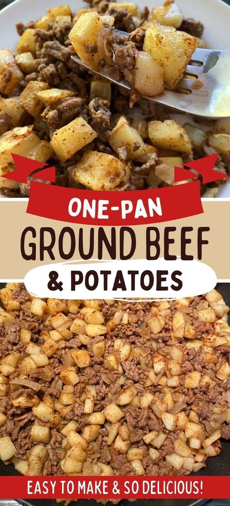 Cheap Dinners With Potatoes, Hamburger Meat Skillet Recipes, Ground Beef And Sliced Potato Recipes, Fried Potatoes And Hamburger Meat, Sheet Pan Beef And Potatoes, Ground Beef And Potato Recipes Dairy Free, Ground Beef And Potatoes Recipes Easy, Hamburger And Potatoes Skillet, Hamburger With Potatoes Recipes