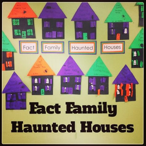 Ghost Spelling and Fact Family Haunted Houses Fact Families Activities, Fun Halloween Ideas, Fact Families Multiplication, Ghost Writing, October Lessons, October Math, Ideas For The Classroom, Halloween Math Activities, Math Crafts