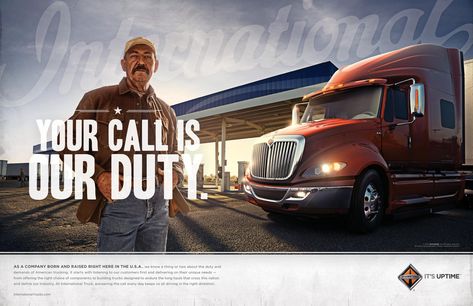 International Trucks Print Advert By Marc: Call Of Duty | Ads of the World™ Truck Creative Ads, Truck Advertising Design, Visual Advertising, Container Truck, Fuel Truck, Truck Repair, Trucks Print, Publicidad Creativa, Job Ads