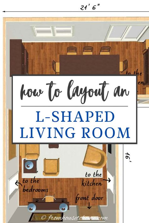 L-Shaped Living Room Layout Ideas: How To Arrange Your Furniture | Interior Design Small Cape Cod Living Room Layout, L Shaped Lounge Dining Layout, 15x13 Living Room Layout, 14x17 Living Room Layout, Living Room With L Shaped Couch, L Couch Living Room Layout, Family Room Layouts, L Shaped Living Room Layout, Porch Furniture Layout