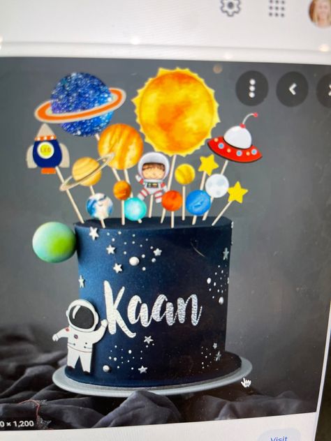 Outer Space Cake, Space Theme Decorations, Space Cake Topper, Astronaut Cake, Dino Birthday Cake, Space Cupcakes, Planet Birthday, Rocket Cake, Planet Cake