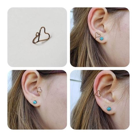 Ear Cuff Tutorial, Ear Cuff Diy, Heart Ear Cuff, Cuffs Diy, Wire Ear Cuffs, Anting Manik, Making Rings, Wire Jewelry Rings, Wire Jewelry Designs