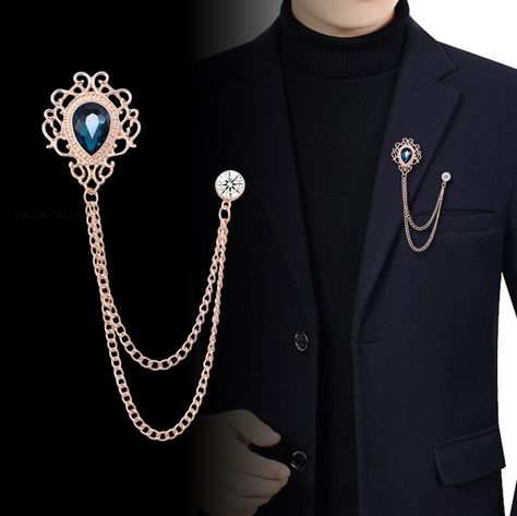 Cheap Brooches, Buy Quality Jewelry & Accessories Directly from China Suppliers:New Vintage Tassel Chain Brooches Rhinestones Crystal Lapel Pins Shirt Suit Collar Pin Fashion Jewelry for Men Women Accessories Enjoy ✓Free Shipping Worldwide! ✓Limited Time Sale ✓Easy Return. Men's Brooch, Trendy Suits, Collar Clips, Brooch Men, Collar Chain, Collar Pins, Suit Shirts, Pin Jewelry, Suit Accessories