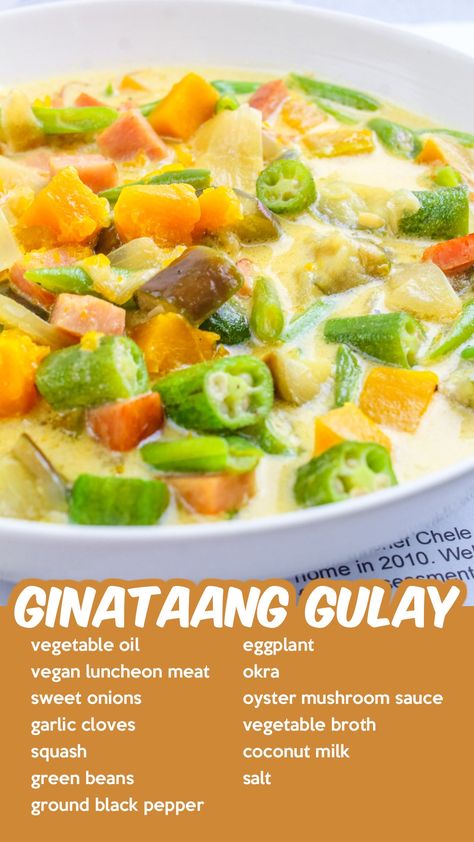 This easy Ginataang Gulay recipe is a healthy and creamy Filipino vegetable stew recipe that is perfect for lunch or dinner! Give this a try! Ginataang Gulay Filipino Food, Filipino Food Dinner, Vegetable Recipes Filipino, Healthy Filipino Food, Gulay Recipe Filipino Food, Healthy Filipino Recipes, Gulay Recipe, Ginataang Gulay, Ulam Ideas