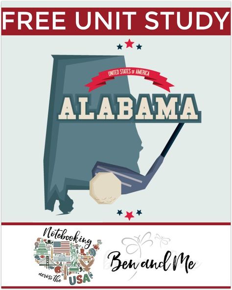 FREE Alabama Unit Study for grades 3-8 -- learn about the "Heart of Dixie" in this 22nd installment of Notebooking Across the USA. Heart Of Dixie, Alabama History, State Of Alabama, Homeschool Middle School, Social Studies Notebook, 4th Grade Social Studies, American History Lessons, States And Capitals, Homeschool Geography