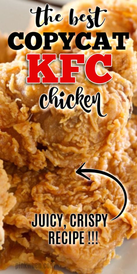 This Keto friendly copycat KFC Chicken Recipe is made with 11 herbs and spices and is baked, not fried! It's our favorite copycat recipe for Original Kentucky Fried Chicken. #chickenrecipe #chicken #copycatkfc Copycat Kfc Chicken, Kfc Chicken Recipe Copycat, Recipe For Kentucky Fried Chicken, Kfc Fried Chicken Recipe, Best Fried Chicken Recipe, Copycat Kfc, Resep Steak, Kfc Chicken Recipe, Kfc Recipe