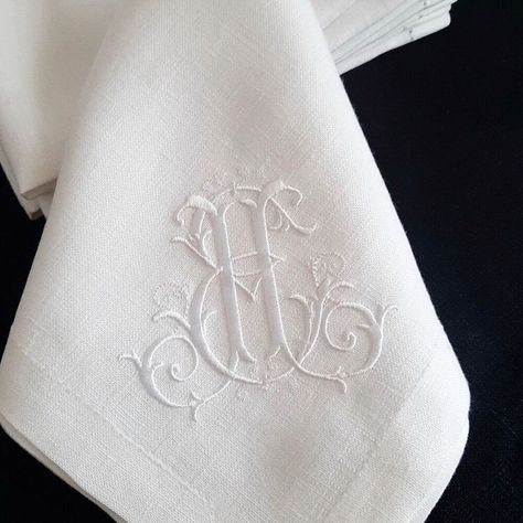 #ad Premium Quality White personalized embroidered monogrammed linen napkins, holiday table decor, home-decor Monogrammed Napkins Wedding, Monogrammed Wedding Napkins, Embroidery Napkins, Monogrammed Linens, Linen Dinner Napkins, Diy Napkins, Napkins Wedding, Monogrammed Napkins, Embroidered Napkins