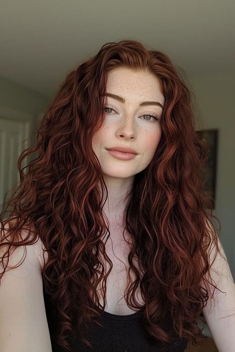 Auburn Hair On Cool Skin, Medium Brown Hair With Red Undertones, Woman With Auburn Hair, Curly Auburn Hair, Dark Ginger Hair, Zicxa Photos, Κούρεμα Bob, Highlights Curly, Boho Waves