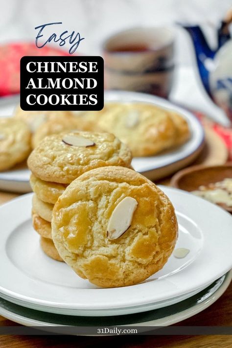 Chinese Cookies, Kawaling Pinoy, Chinese Almond Cookies, New Year's Desserts, Almond Meal Cookies, New Years Cookies, Chinese Dessert, Easy Chinese, Almond Flavor