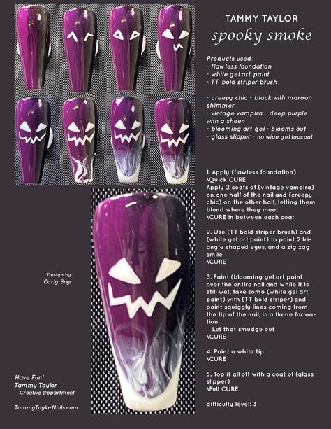 Diy Nail Designs Step By Step, Nail Painting Tips, Taylor Nails, Halloween Nail Art Tutorial, Nail Tech School, Tammy Taylor Nails, Tammy Taylor, Nail Techniques, Diy Acrylic Nails