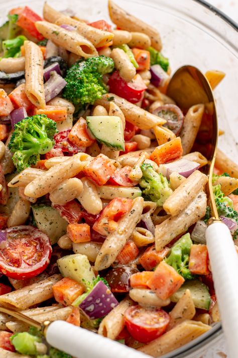 High Protein Pasta Salad - Olivia's Kitchen Pasta Salad Vegetarian, High Protein Pasta Salad Recipes, Healthy Protein Pasta Salad, Pasta Salad Recipes High Protein, High Protein Pasta Salad Meal Prep, High Protein Pasta Salad, Pasta Salad Protein, High Protein Italian Pasta Salad, High Protein Vegetarian Pasta Salad